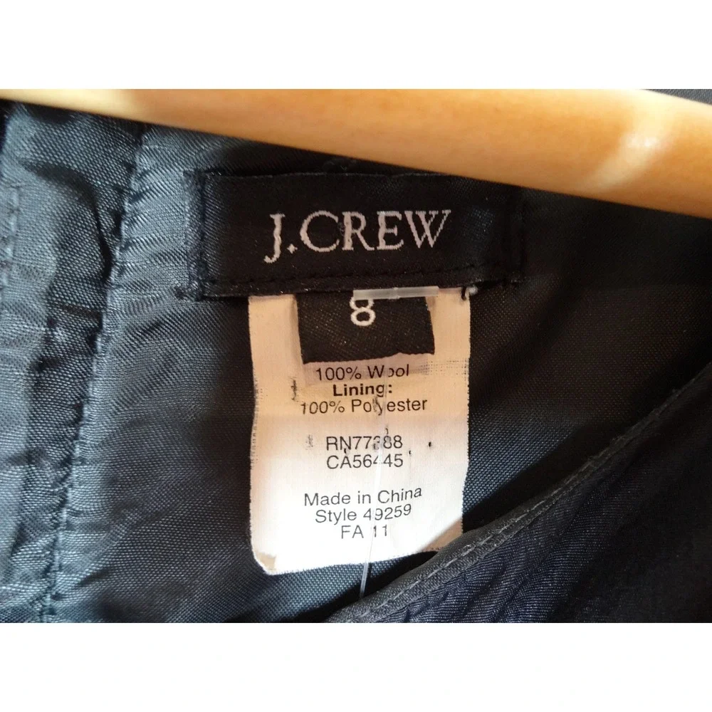 VTG J. Crew Wool Sheath Dress 8 Charcoal Houndstooth Preppy Dark Academia Career